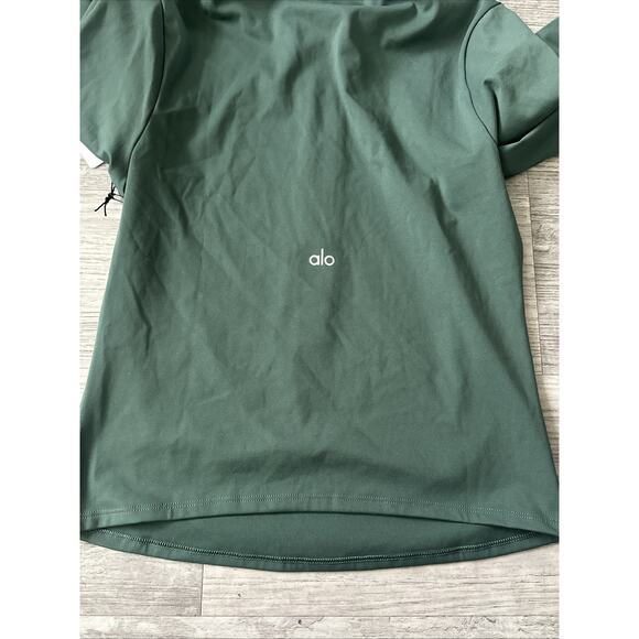 Authentic Alo Yoga SoftSculpt Precision ¼ Zip Long Sleeve Clover Green S - Picture 2 of 5